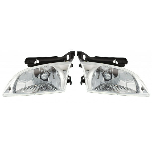 Black 2000-2002 Chevy Cavalier Headlights+Corner Lamps 4 Pcs 00 01 02 Left+Right